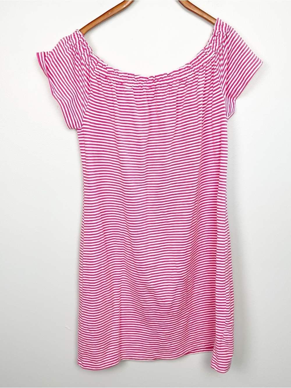Vineyard Vines Pink & White Striped Off-Shoulder Mini Dress - Picture 3 of 5